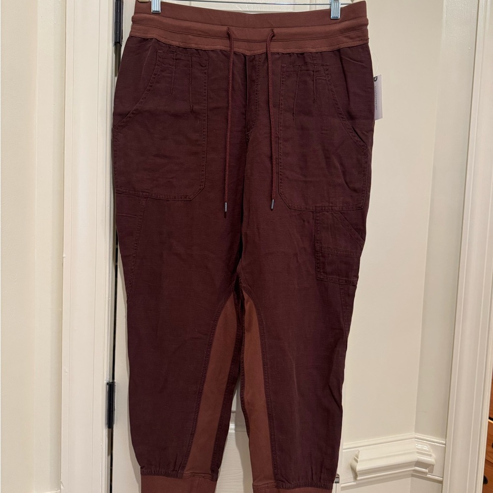 Anthropologie women’s  Deep Brown Drawstring Cargo Joggers NWT